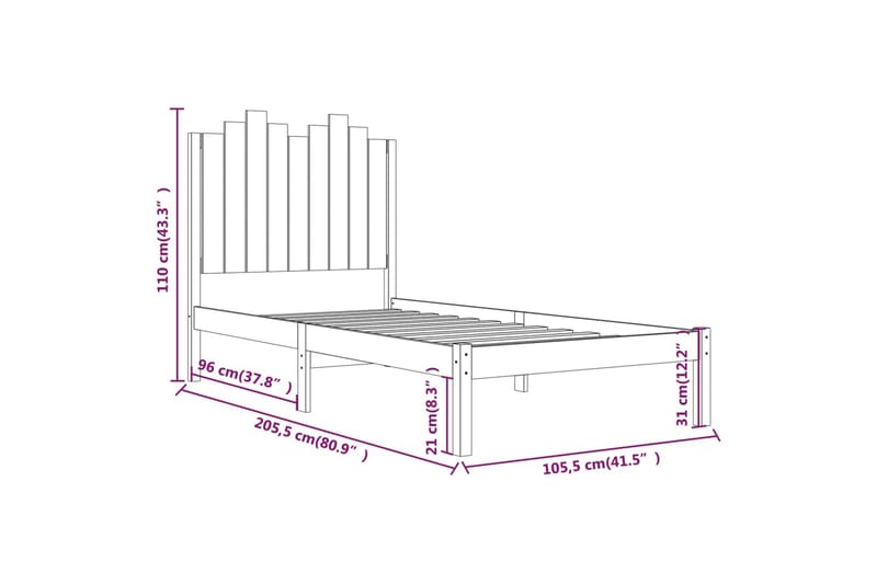 beBasic sengeramme 100x200 cm massivt fyrretræ hvid - Hvid - Møbler - Senge - Sengeramme & sengestel