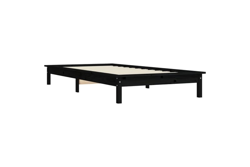 beBasic sengeramme 100x200 cm massivt fyrretræ sort - Sort - Møbler - Senge - Sengeramme & sengestel