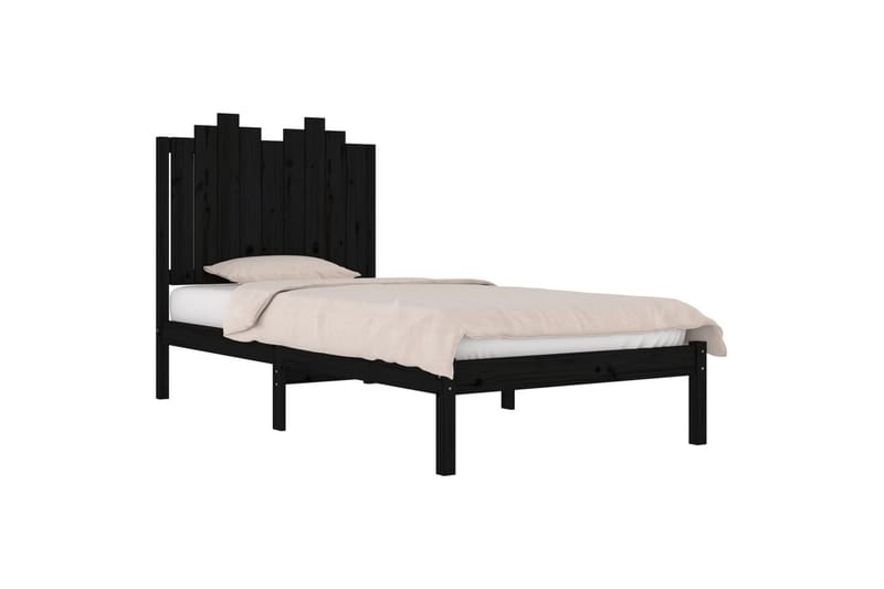 beBasic sengeramme 100x200 cm massivt fyrretræ sort - Sort - Møbler - Senge - Sengeramme & sengestel