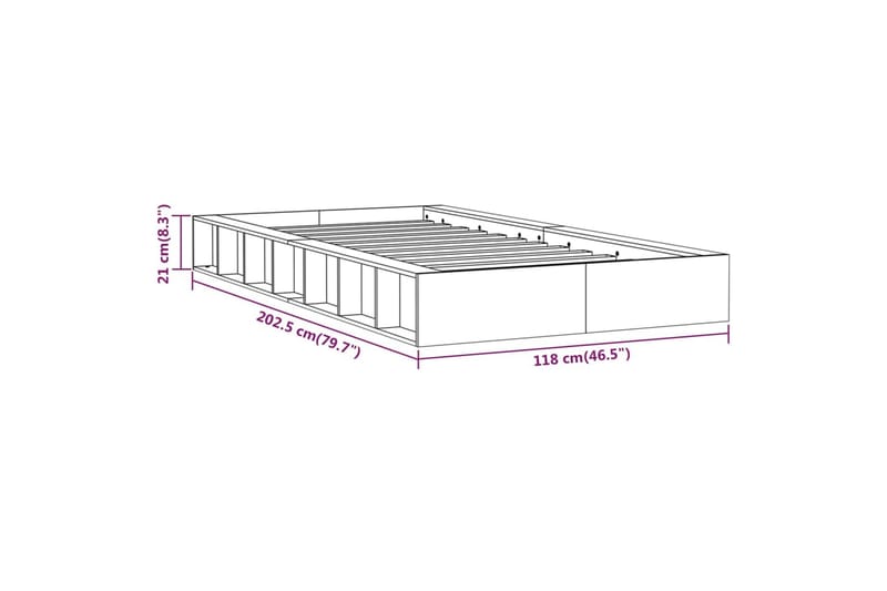 beBasic sengeramme 100x200 cm massivt træ - Brun - Møbler - Senge - Sengeramme & sengestel