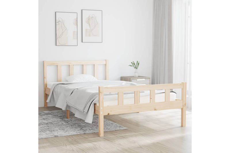 beBasic sengeramme 100x200 cm massivt træ - Brun - Møbler - Senge - Sengeramme & sengestel