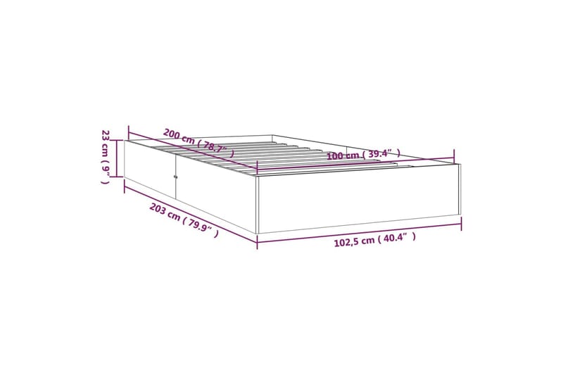 beBasic sengeramme 100x200 cm massivt træ - Brun - Møbler - Senge - Sengeramme & sengestel