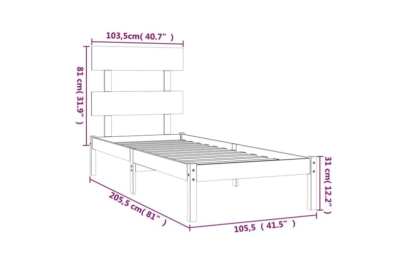 beBasic sengeramme 100x200 cm massivt træ hvid - Hvid - Møbler - Senge - Sengeramme & sengestel