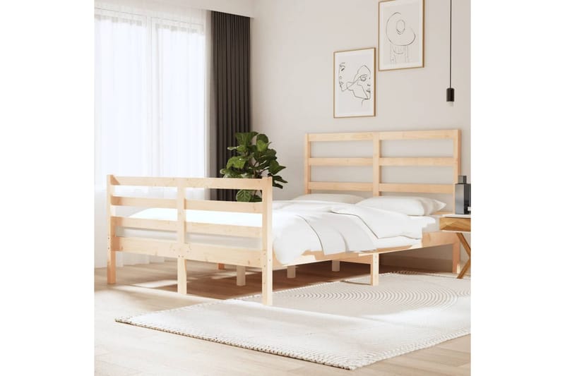 beBasic sengeramme 120x190 cm Small Double massivt fyrretræ - Brun - Møbler - Senge - Sengeramme & sengestel