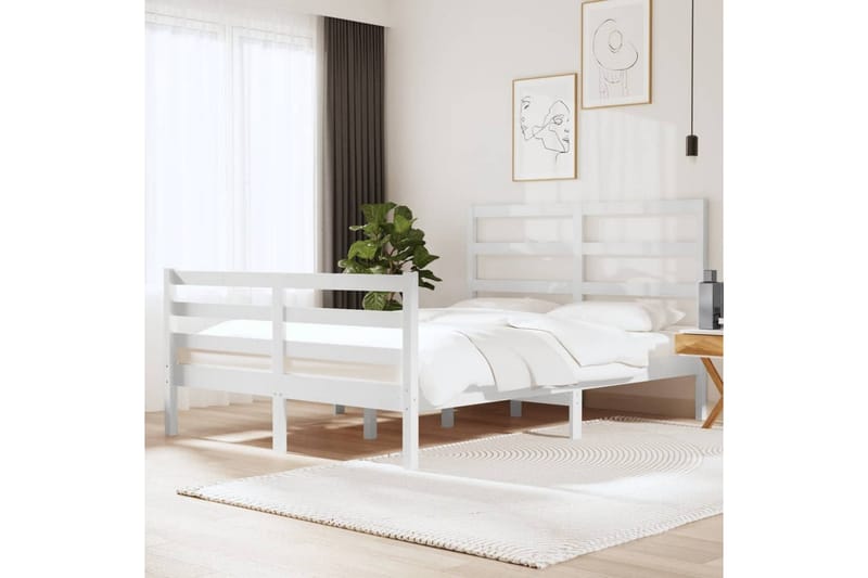 beBasic sengeramme 120x190 cm Small Double massivt fyrretræ hvid - Hvid - Møbler - Senge - Sengeramme & sengestel