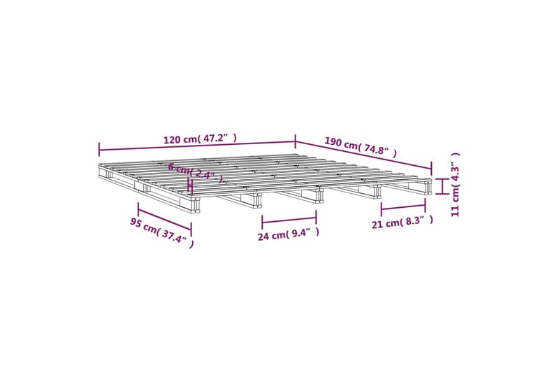 beBasic sengeramme 120x190 cm Small Double massivt fyrretræ sort - Sort - Møbler - Senge - Sengeramme & sengestel