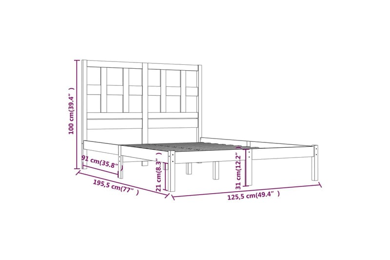 beBasic sengeramme 120x190 cm Small Double massivt fyrretræ sort - Sort - Møbler - Senge - Sengeramme & sengestel