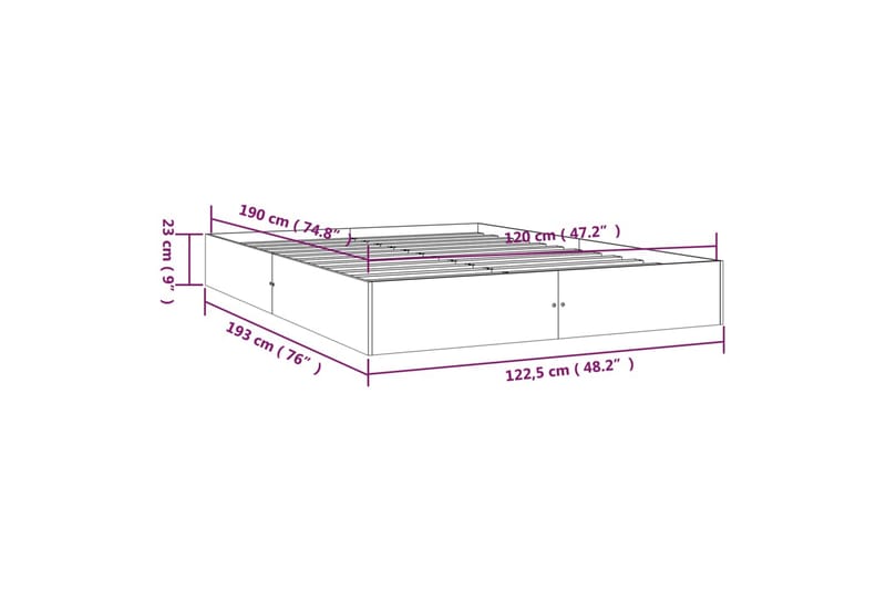 beBasic sengeramme 120x190 cm Small Double massivt træ - Brun - Møbler - Senge - Sengeramme & sengestel