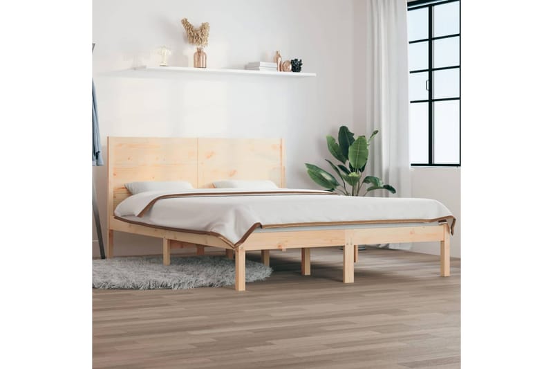 beBasic sengeramme 120x190 cm Small Double massivt træ - Brun - Møbler - Senge - Sengeramme & sengestel