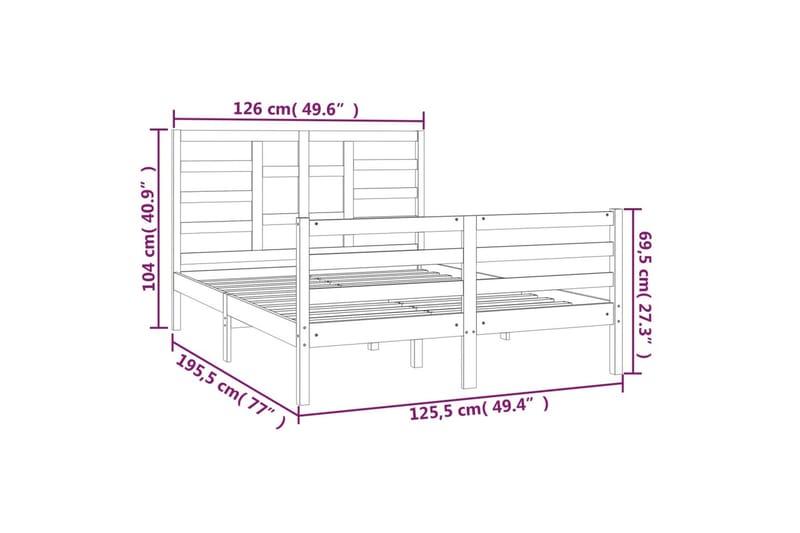 beBasic sengeramme 120x190 cm Small Double massivt træ - Brun - Møbler - Senge - Sengeramme & sengestel