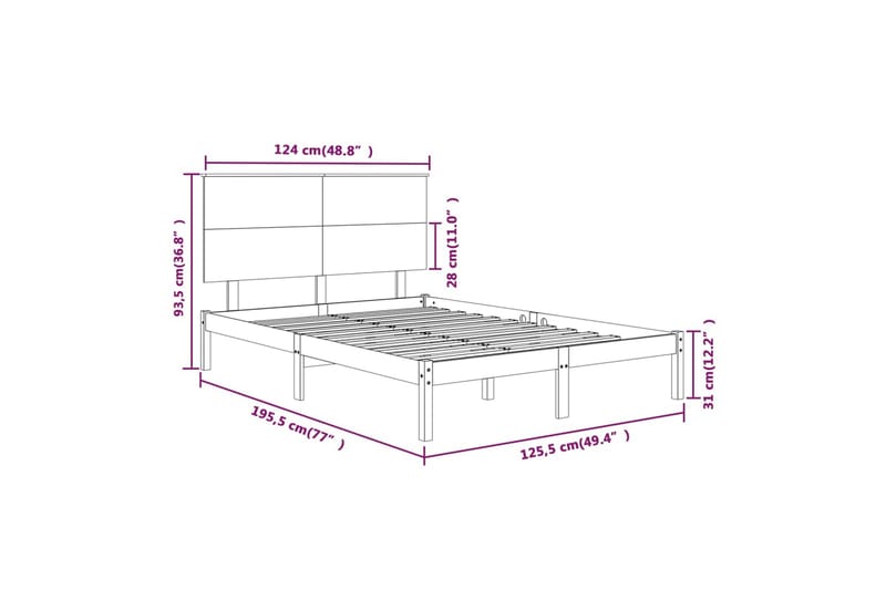 beBasic sengeramme 120x190 cm Small Double massivt træ hvid - Hvid - Møbler - Senge - Sengeramme & sengestel