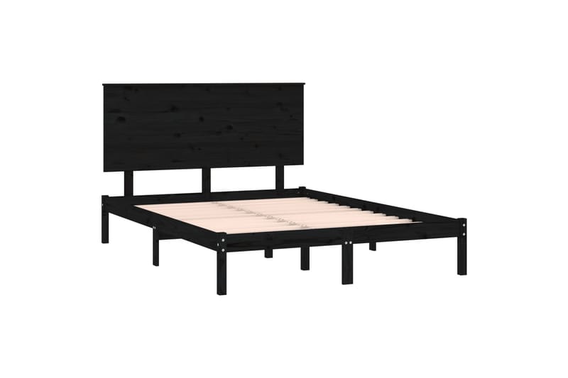 beBasic sengeramme 120x190 cm Small Double massivt træ sort - Sort - Møbler - Senge - Sengeramme & sengestel