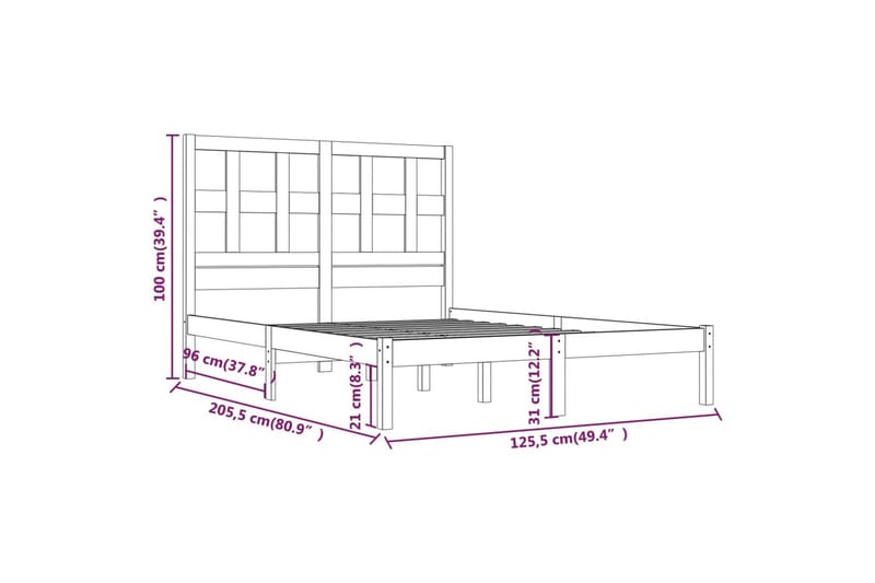 beBasic sengeramme 120x200 cm massivt fyrretræ - Brun - Møbler - Senge - Sengeramme & sengestel