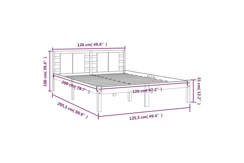 beBasic sengeramme 120x200 cm massivt fyrretræ gyldenbrun - Brun - Møbler - Senge - Sengeramme & sengestel