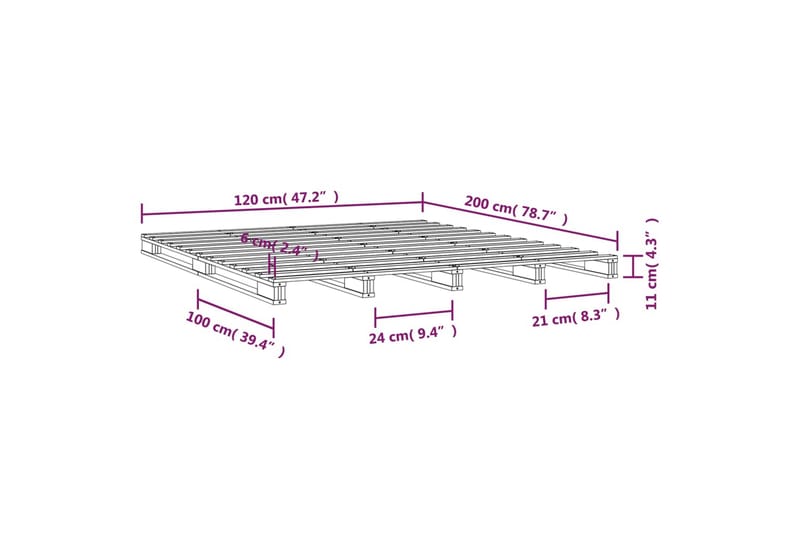 beBasic sengeramme 120x200 cm massivt fyrretræ hvid - Hvid - Møbler - Senge - Sengeramme & sengestel