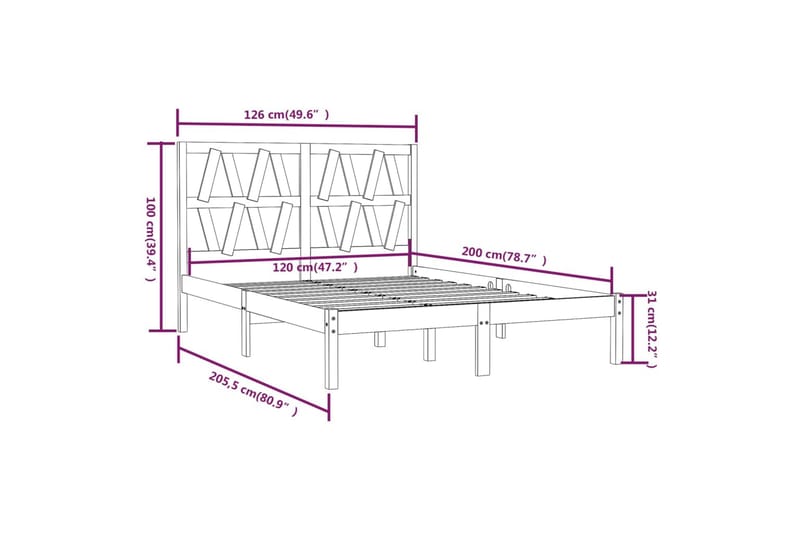 beBasic sengeramme 120x200 cm massivt fyrretræ hvid - Hvid - Møbler - Senge - Sengeramme & sengestel