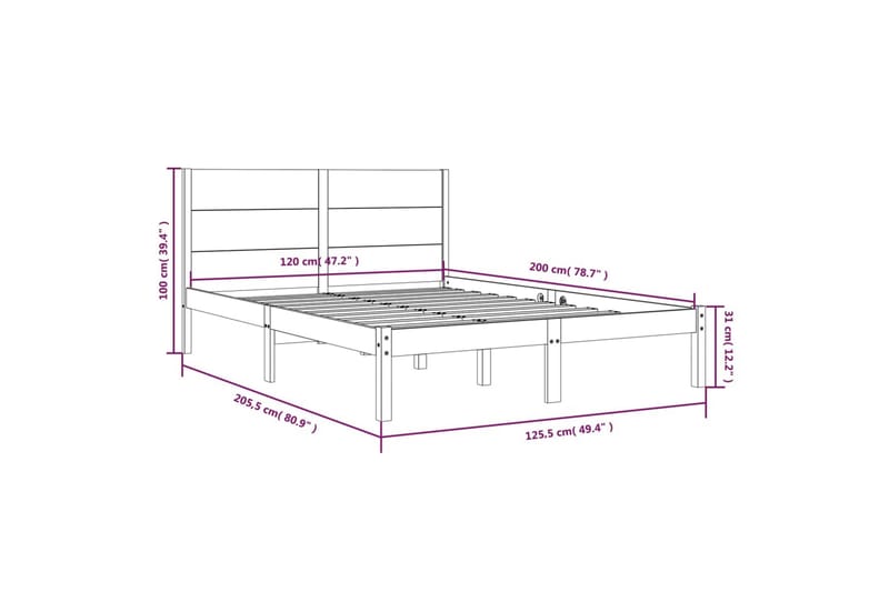 beBasic sengeramme 120x200 cm massivt fyrretræ hvid - Hvid - Møbler - Senge - Sengeramme & sengestel