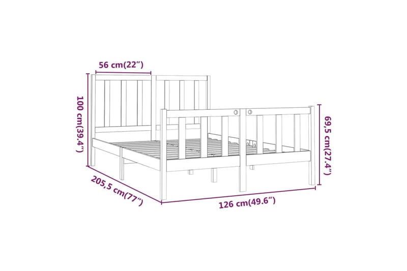 beBasic sengeramme 120x200 cm massivt fyrretræ hvid - Hvid - Møbler - Senge - Sengeramme & sengestel