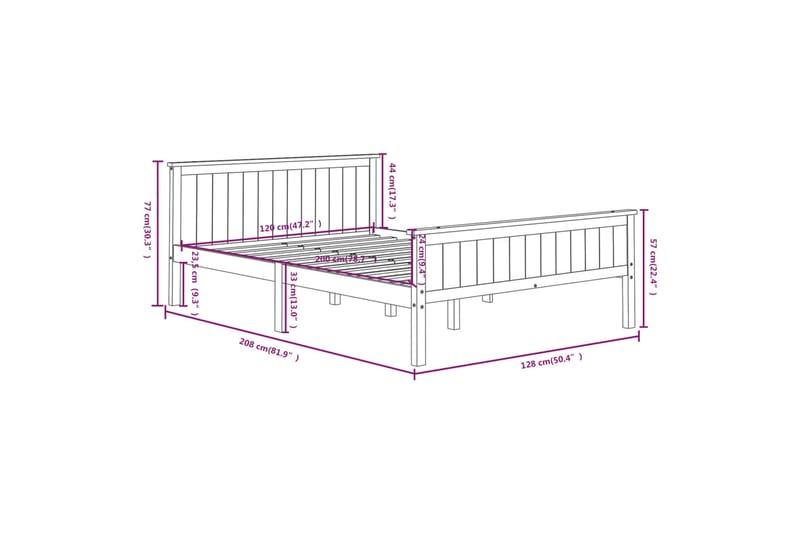 beBasic sengeramme 120x200 cm massivt fyrretræ mørkebrun - Brun - Møbler - Senge - Sengeramme & sengestel