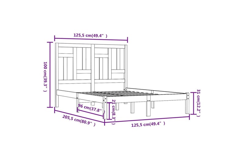 beBasic sengeramme 120x200 cm massivt fyrretræ sort - Sort - Møbler - Senge - Sengeramme & sengestel