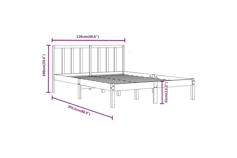 beBasic sengeramme 120x200 cm massivt fyrretræ sort - Sort - Møbler - Senge - Sengeramme & sengestel