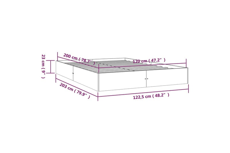 beBasic sengeramme 120x200 cm massivt træ - Brun - Møbler - Senge - Sengeramme & sengestel