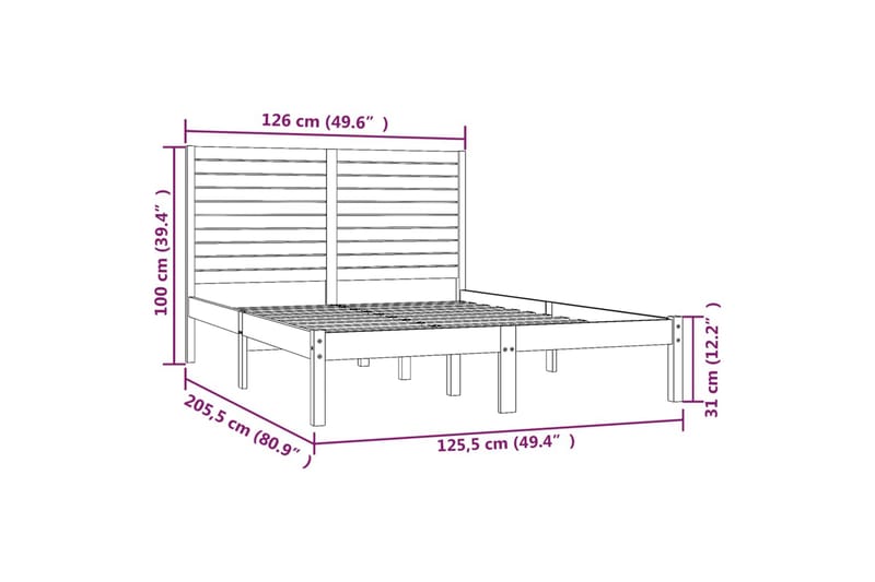 beBasic sengeramme 120x200 cm massivt træ gyldenbrun - Brun - Møbler - Senge - Sengeramme & sengestel