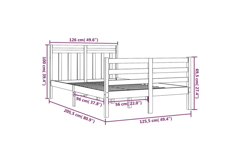 beBasic sengeramme 120x200 cm massivt træ hvid - Hvid - Møbler - Senge - Sengeramme & sengestel