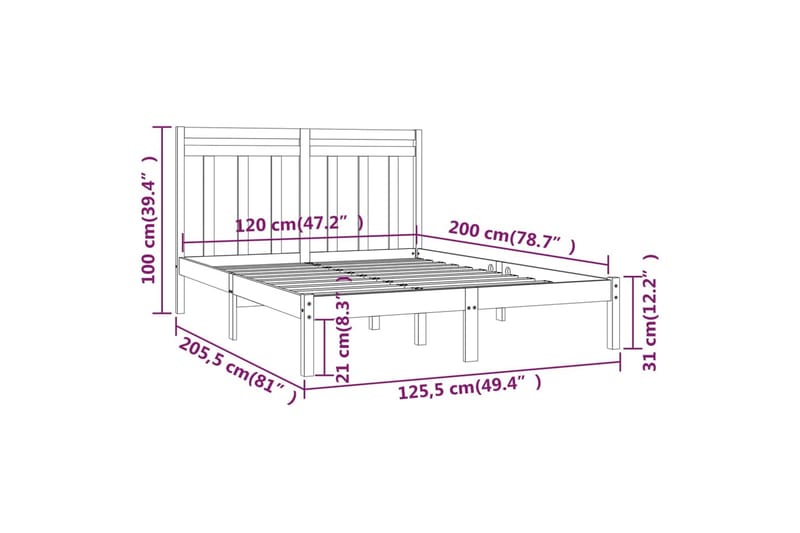 beBasic sengeramme 120x200 cm massivt træ hvid - Hvid - Møbler - Senge - Sengeramme & sengestel