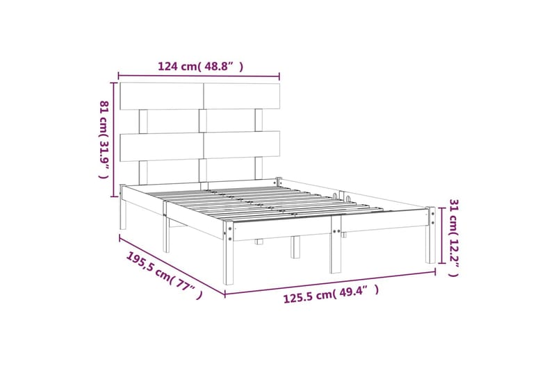 beBasic sengeramme 120x200 cm massivt træ sort - Sort - Møbler - Senge - Sengeramme & sengestel