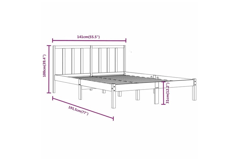 beBasic sengeramme 135x190 cm dobbelt massivt fyrretræ - Brun - Møbler - Senge - Sengeramme & sengestel