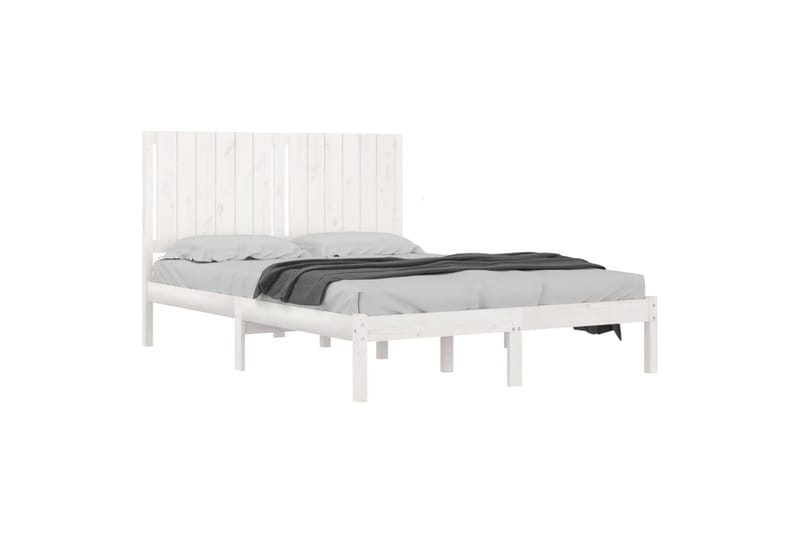 beBasic sengeramme 135x190 cm dobbelt massivt fyrretræ hvid - Hvid - Møbler - Senge - Sengeramme & sengestel