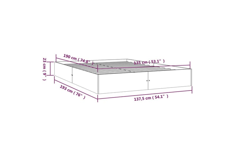 beBasic sengeramme 135x190 cm dobbelt massivt træ - Brun - Møbler - Senge - Sengeramme & sengestel