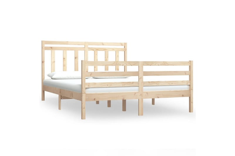 beBasic sengeramme 135x190 cm dobbelt massivt træ - Brun - Møbler - Senge - Sengeramme & sengestel