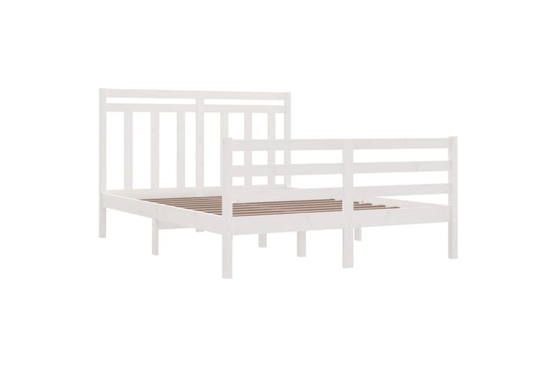 beBasic sengeramme 135x190 cm dobbelt massivt træ hvid - Hvid - Møbler - Senge - Sengeramme & sengestel