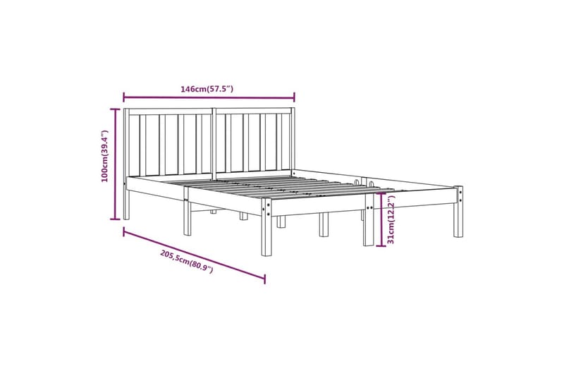 beBasic sengeramme 140x190 cm massivt fyrretræ - Brun - Møbler - Senge - Sengeramme & sengestel