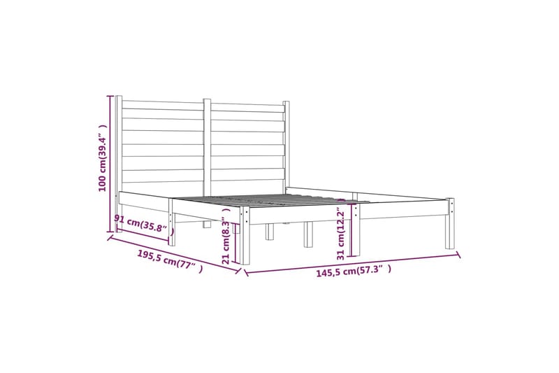 beBasic sengeramme 140x190 cm massivt fyrretræ - Brun - Møbler - Senge - Sengeramme & sengestel