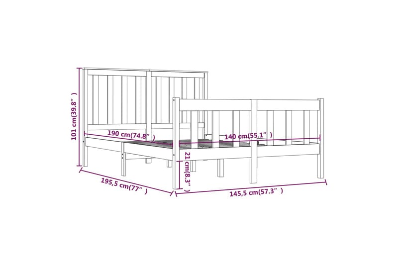 beBasic sengeramme 140x190 cm massivt fyrretræ - Brun - Møbler - Senge - Sengeramme & sengestel