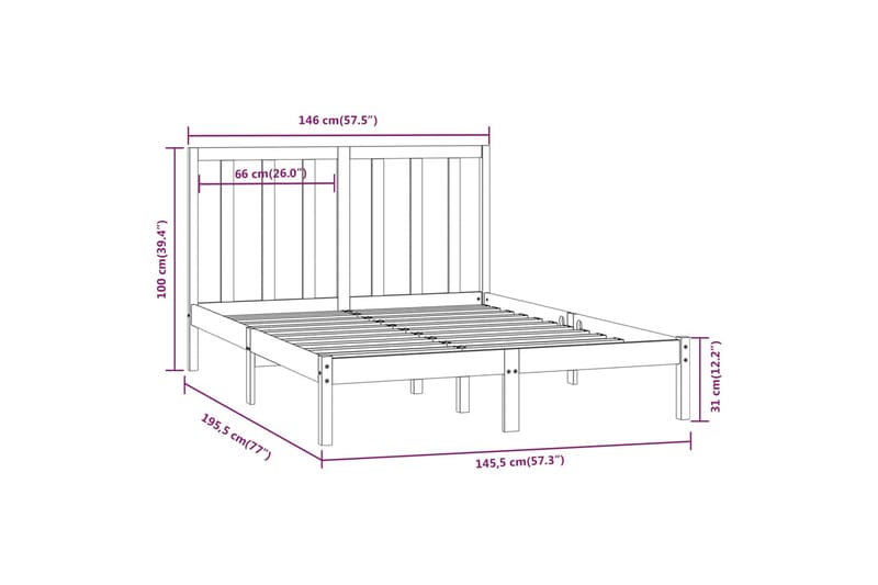 beBasic sengeramme 140x190 cm massivt fyrretræ sort - Sort - Møbler - Senge - Sengeramme & sengestel