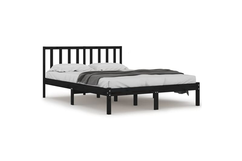 beBasic sengeramme 140x190 cm massivt fyrretræ sort - Sort - Møbler - Senge - Sengeramme & sengestel