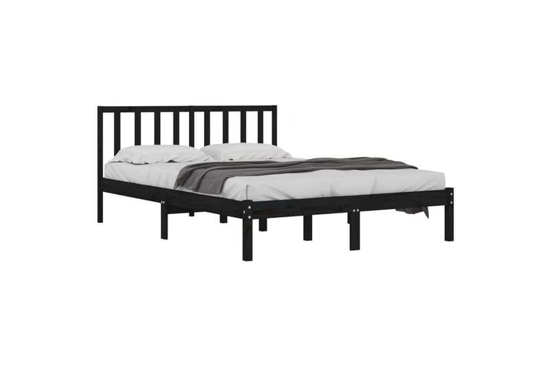 beBasic sengeramme 140x190 cm massivt fyrretræ sort - Sort - Møbler - Senge - Sengeramme & sengestel