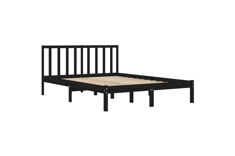 beBasic sengeramme 140x190 cm massivt fyrretræ sort - Sort - Møbler - Senge - Sengeramme & sengestel