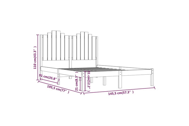 beBasic sengeramme 140x190 cm massivt fyrretræ sort - Sort - Møbler - Senge - Sengeramme & sengestel