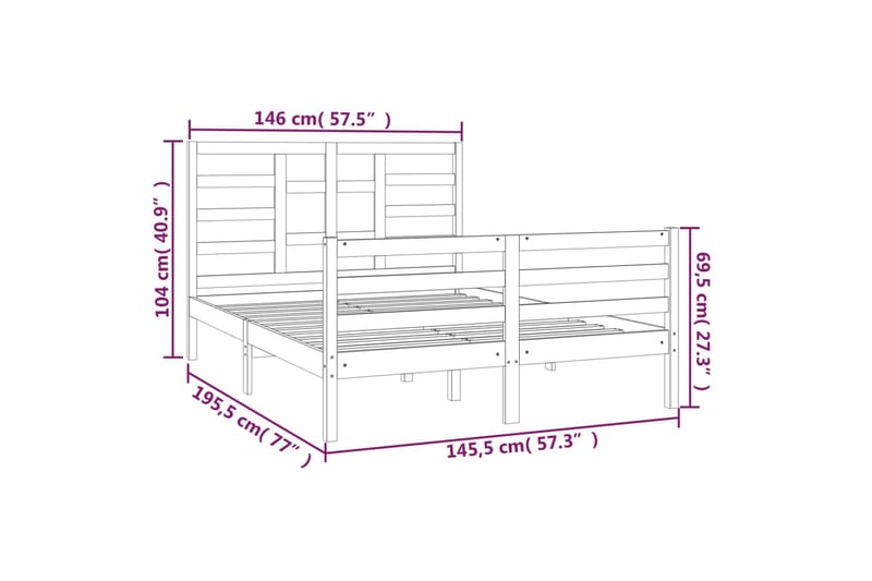 beBasic sengeramme 140x190 cm massivt træ - Brun - Møbler - Senge - Sengeramme & sengestel