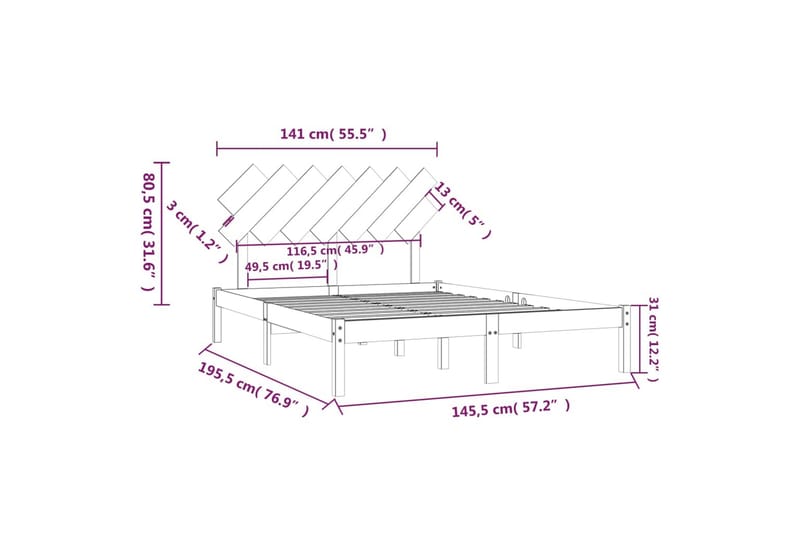 beBasic sengeramme 140x190 cm massivt træ hvid - Hvid - Møbler - Senge - Sengeramme & sengestel