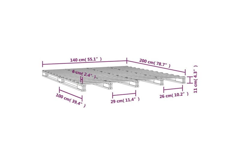 beBasic sengeramme 140x200 cm massivt fyrretræ hvid - Hvid - Møbler - Senge - Sengeramme & sengestel