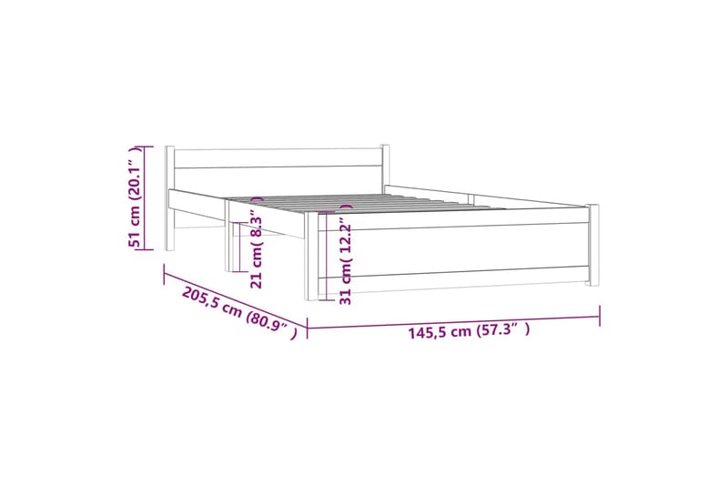 beBasic sengeramme 140x200 cm massivt træ hvid - Hvid - Møbler - Senge - Sengeramme & sengestel