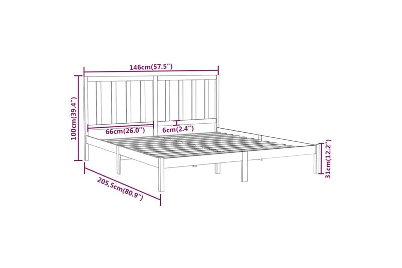 beBasic sengeramme 140x200 cm massivt træ sort - Sort - Møbler - Senge - Sengeramme & sengestel