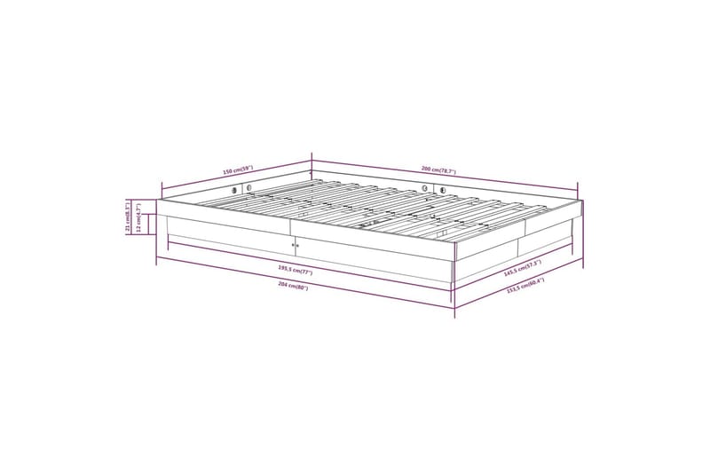 beBasic sengeramme 150x200 cm 5FT King massivt træ sort - Sort - Møbler - Senge - Sengeramme & sengestel