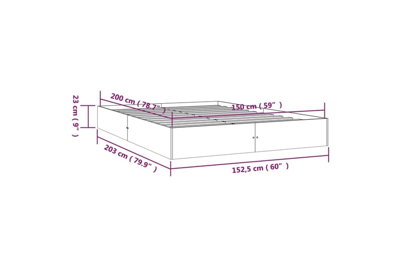 beBasic sengeramme 150x200 cm 5FT King Size massivt træ hvid - Hvid - Møbler - Senge - Sengeramme & sengestel